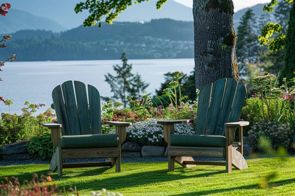 chaises en bois dans un jardin